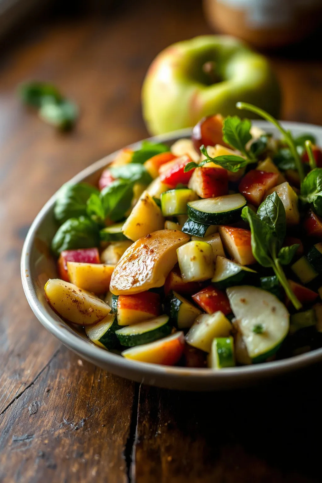 Ensalada Crujiente de Manzana y Calabacín