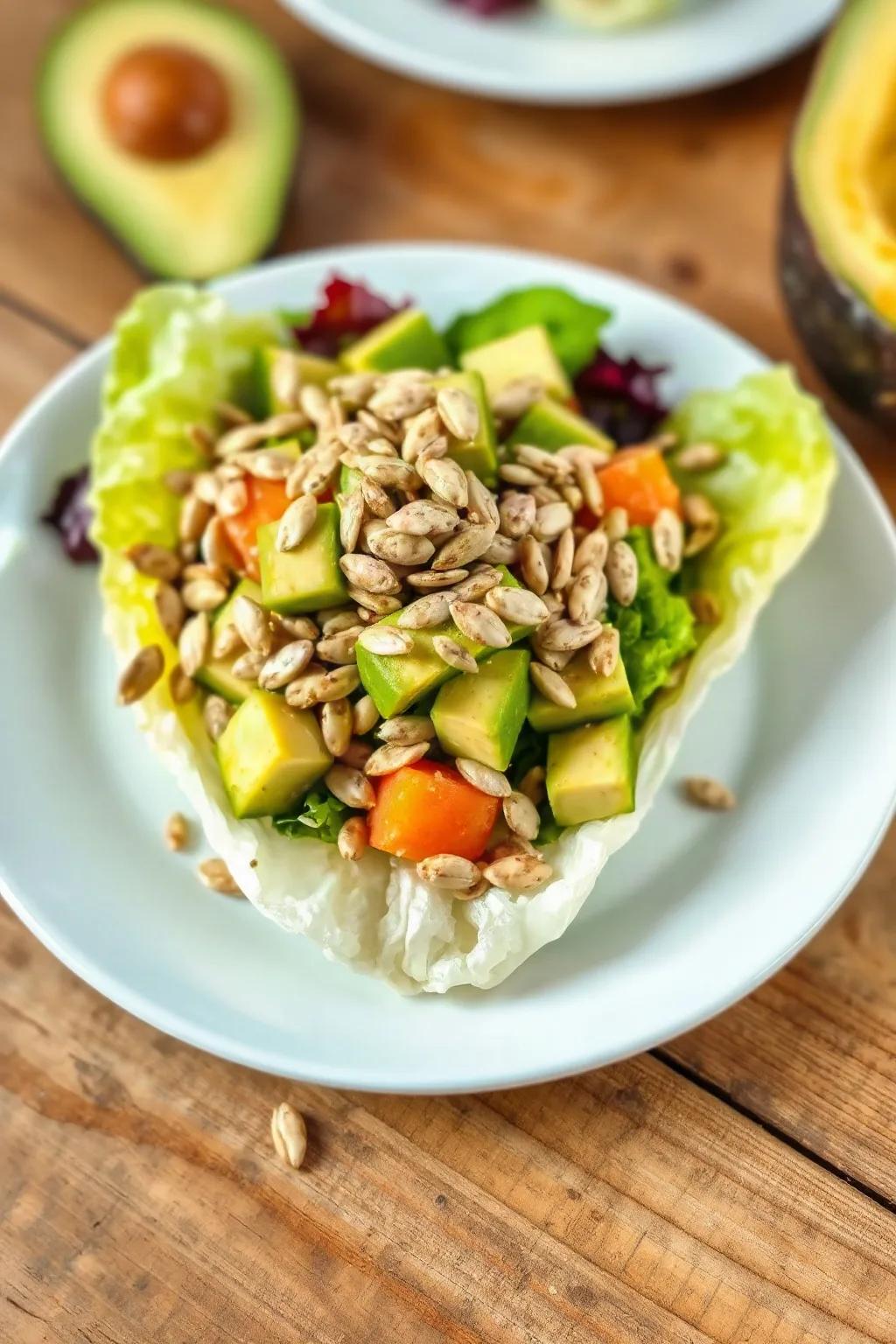 Ensalada de Lechuga, Aguacate y Semillas de Girasol