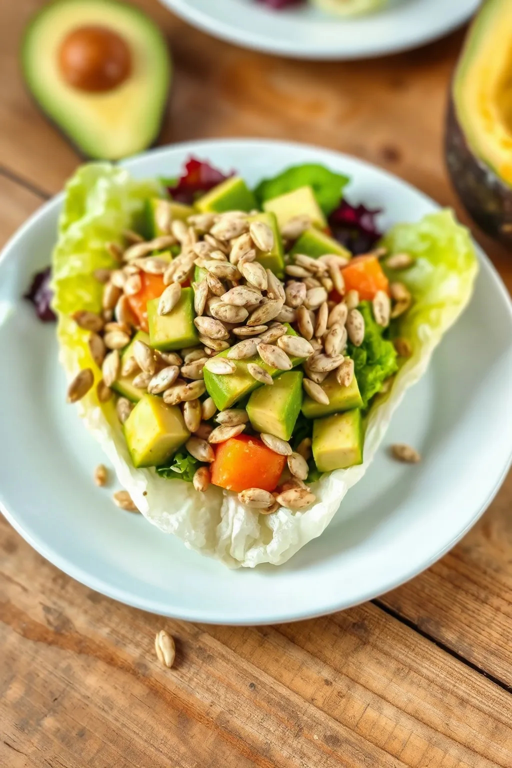 Lettuce Avocado and Sunflower Seed Salad
