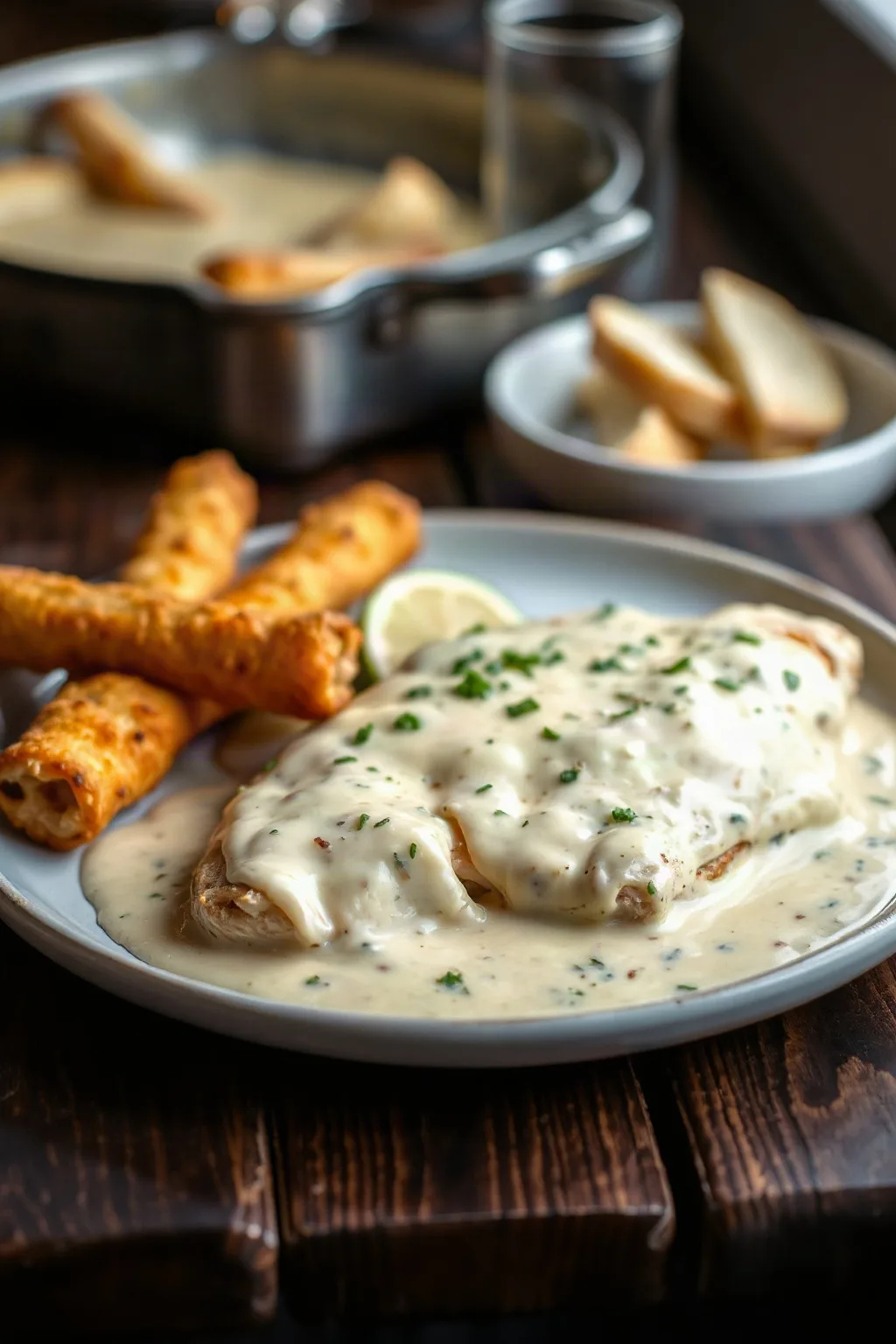 Pechugas de Pollo al Horno con Salsa Cremosa de Asiago