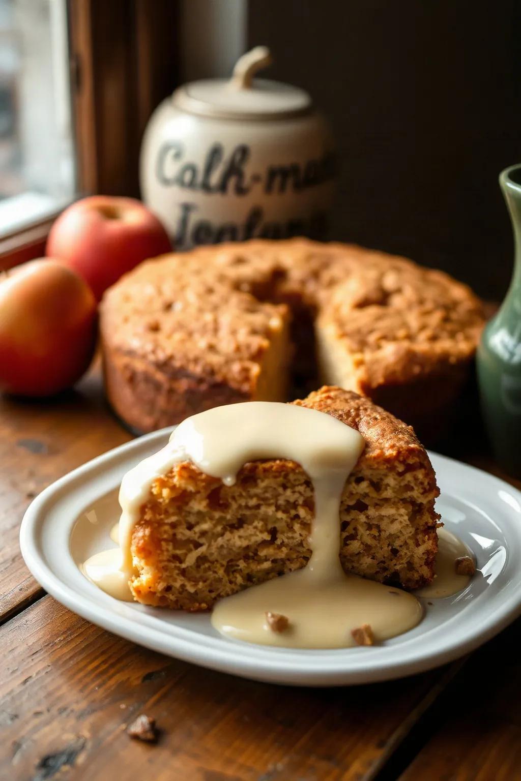 Traditional Irish Apple Cake with Custard Sauce