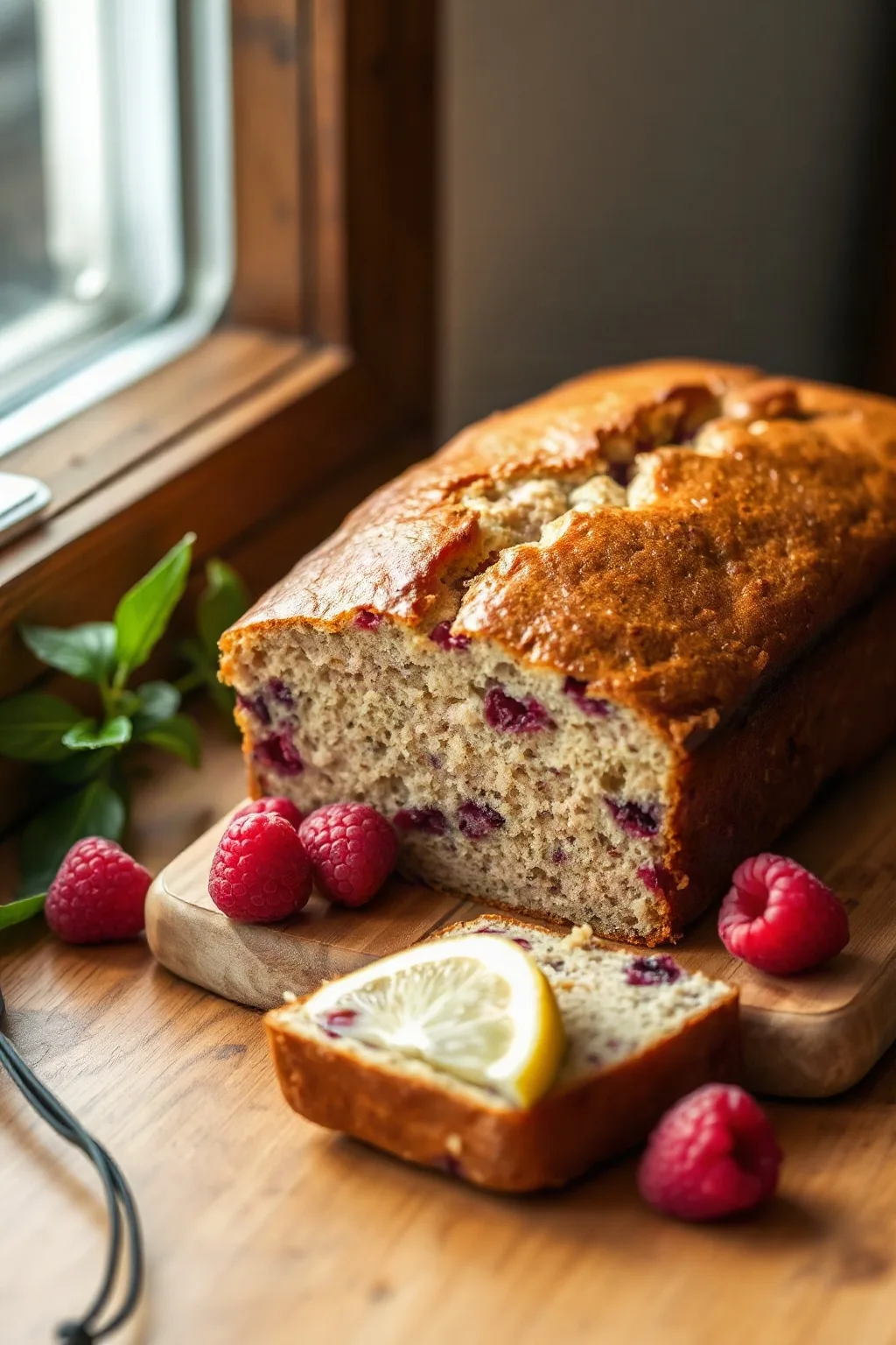 Pain au citron et framboises noires