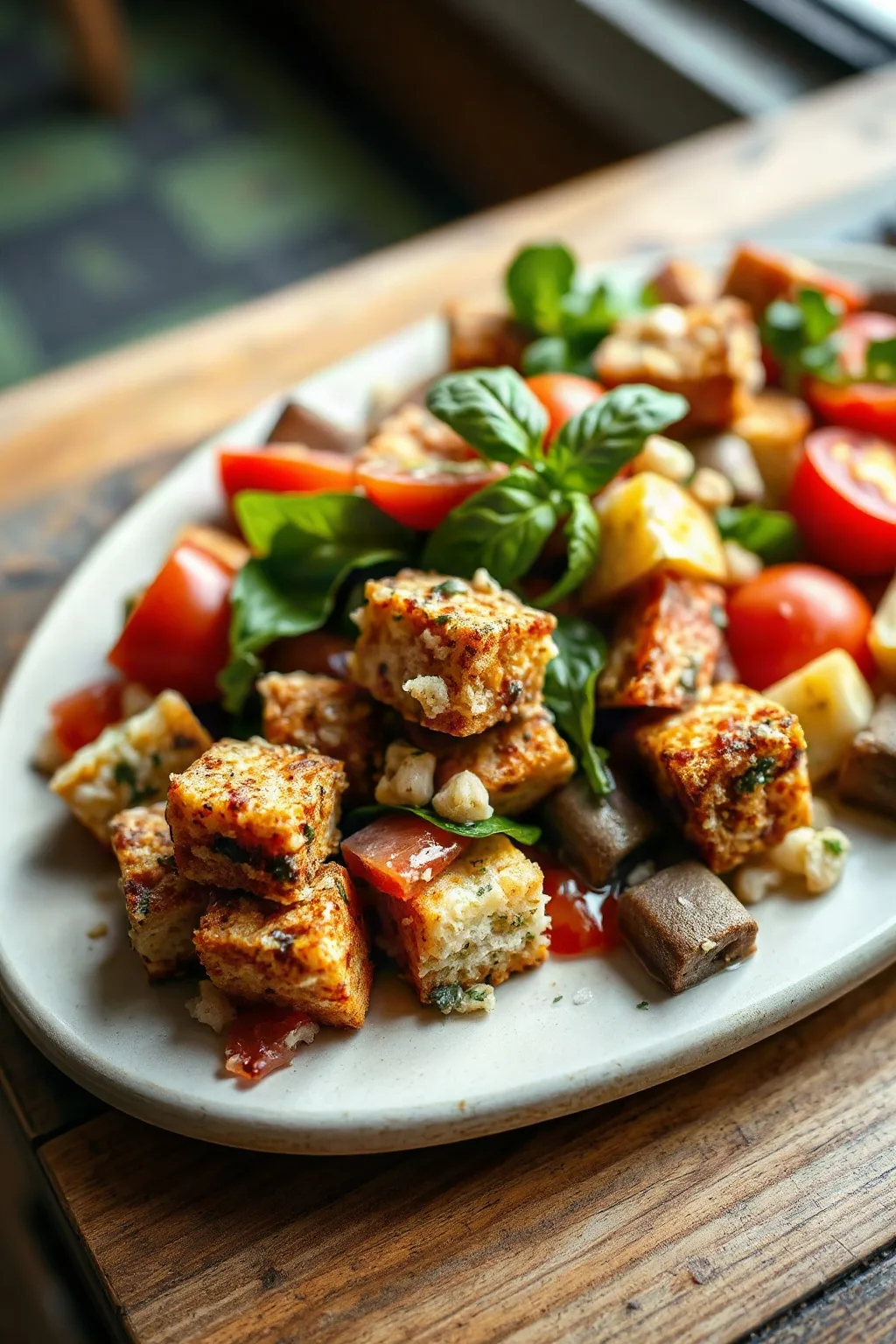 Ensalada Panzanella Clásica con Focaccia