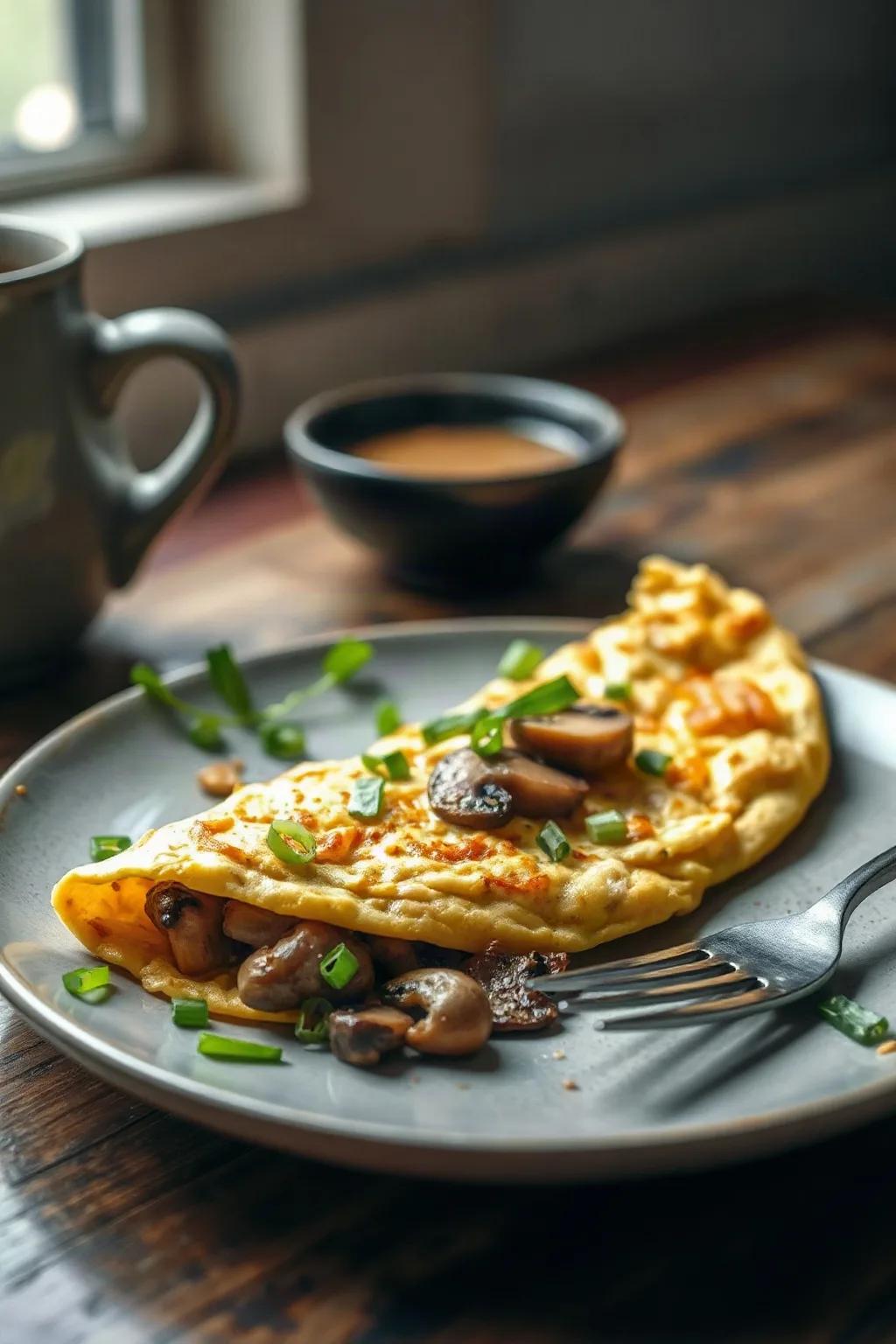 Mushroom Scallion and Cheese Omelet