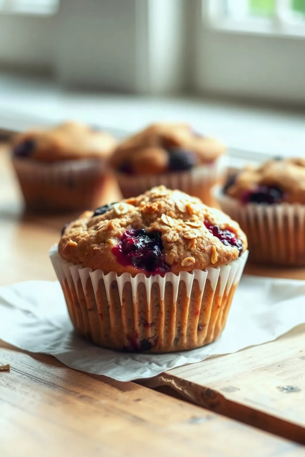 Saskatoon Berry Oat Muffins