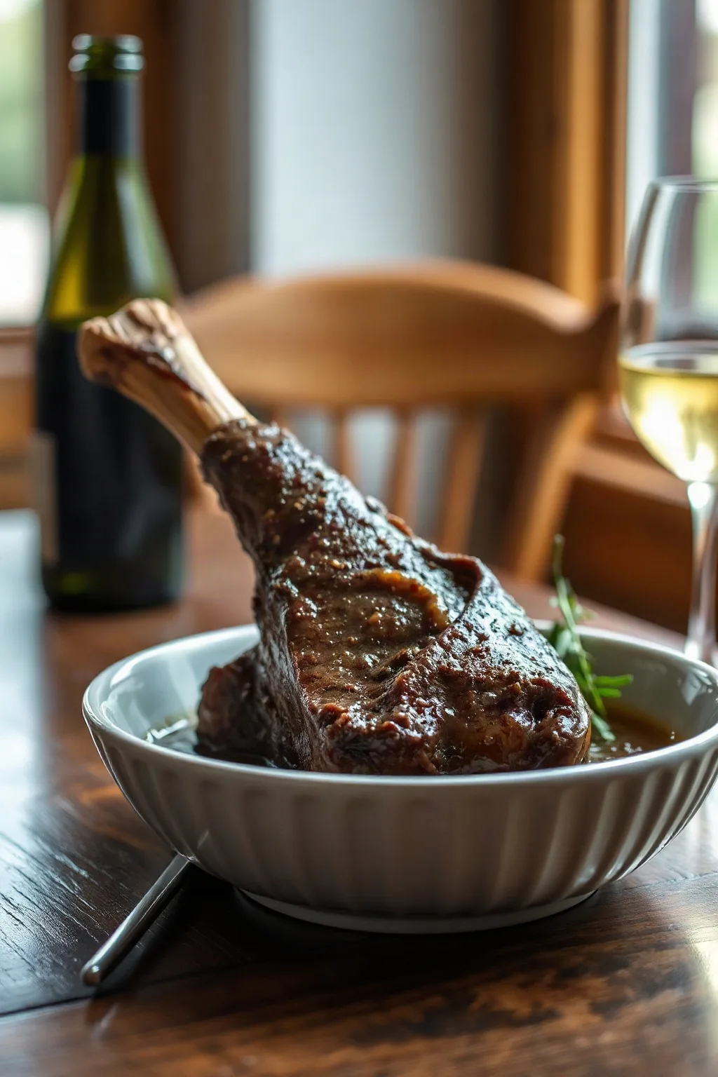 Jarret de bœuf braisé au vin et à l'estragon