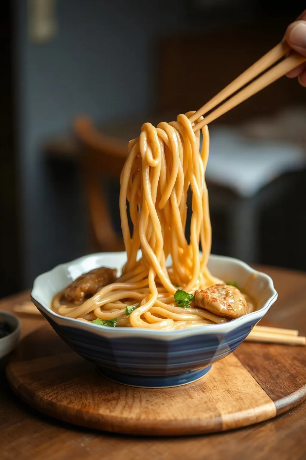 Fideos Udon con Crema de Cacahuate