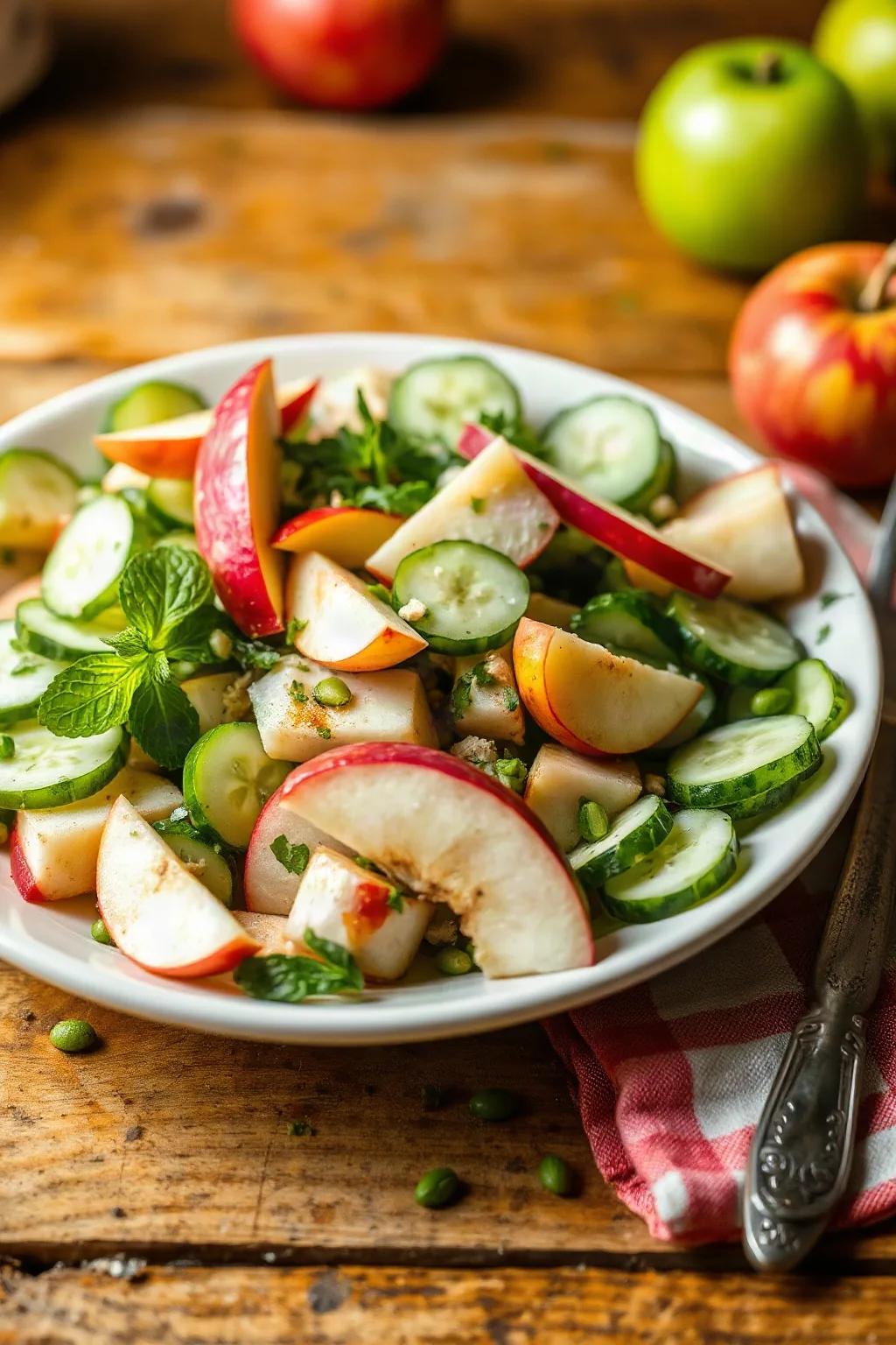 Ensalada Refrescante de Pepino y Manzana