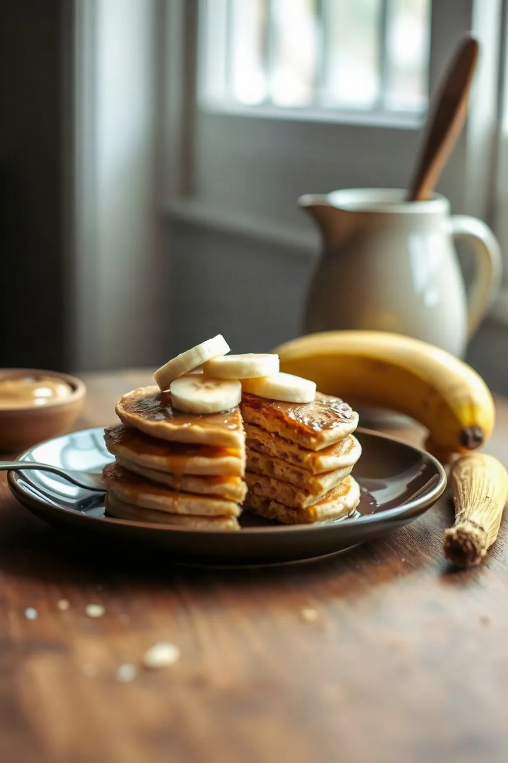 Fluffy Peanut Butter Banana Pancakes