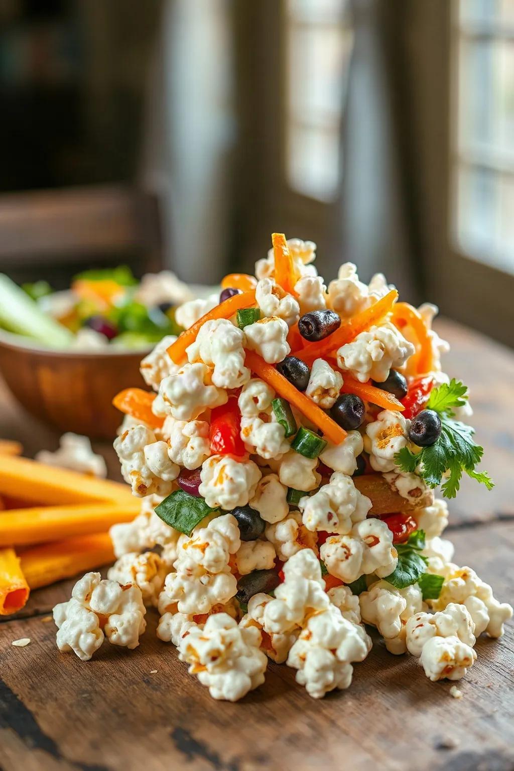 Ensalada Crujiente de Palomitas con Verduras Frescas