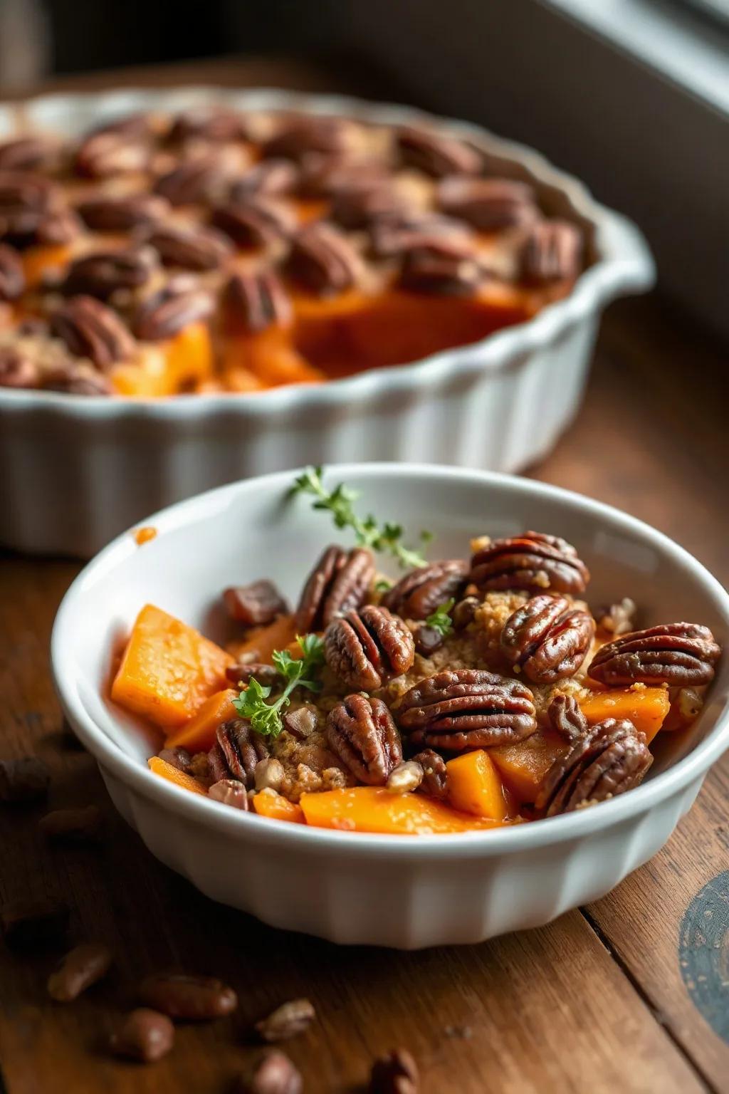 Yummy Yam Casserole with Crunchy Pecan Topping
