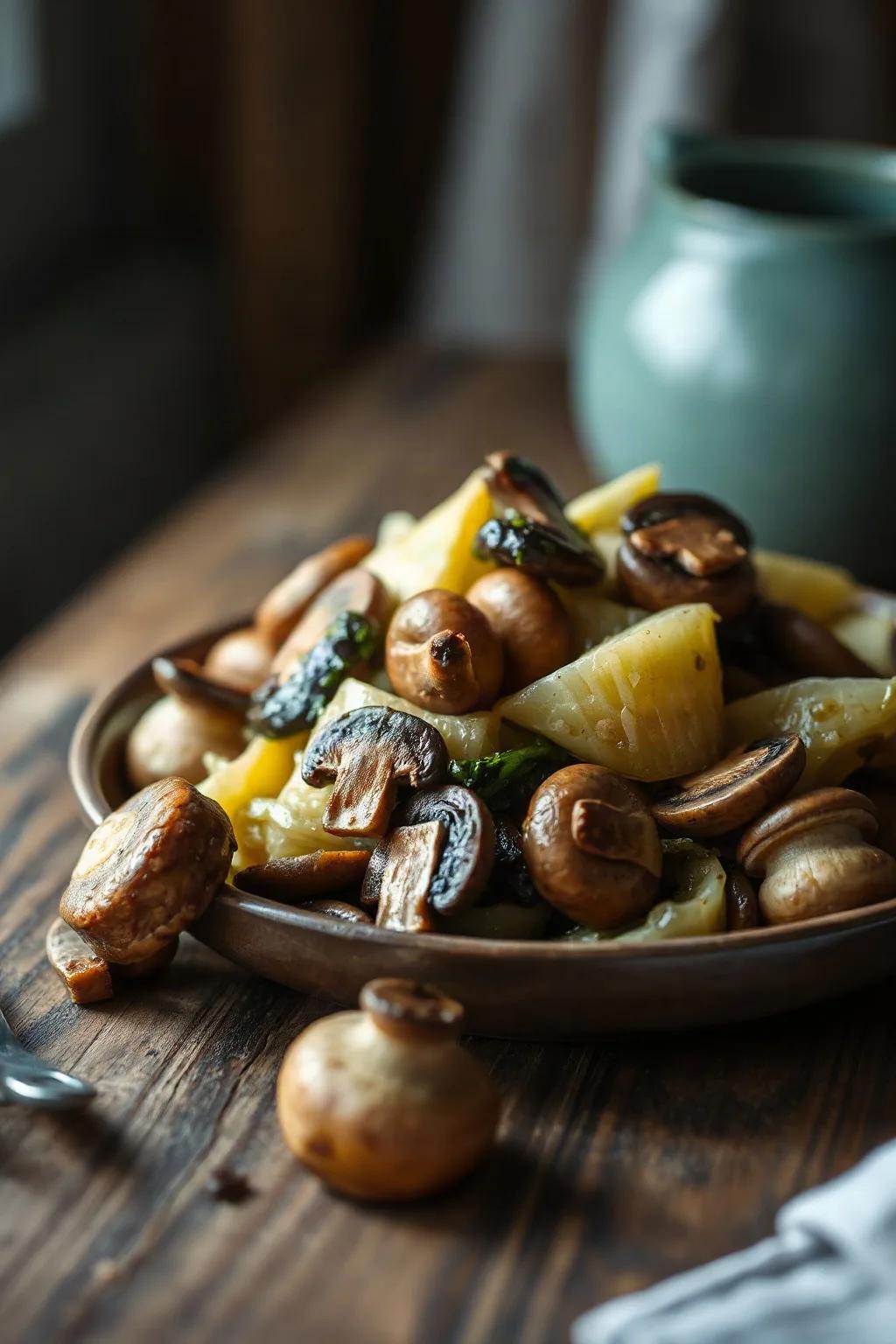 Savoy Cabbage and Mushrooms Stir-Fry