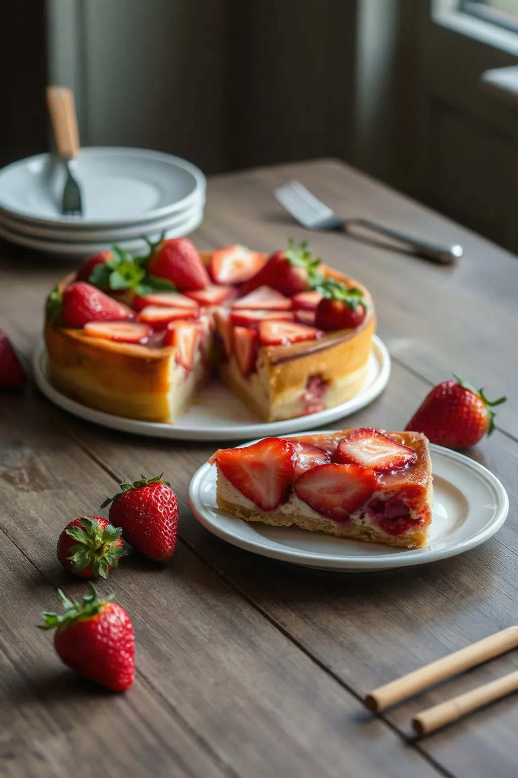 Gâteau renversé aux fraises fraîches