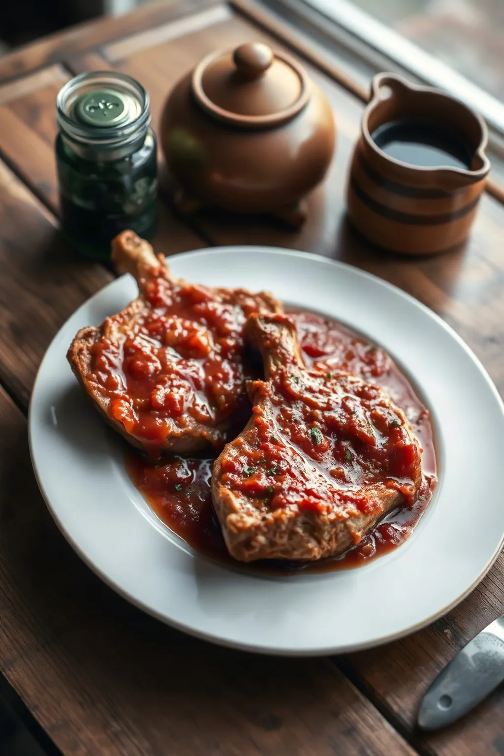 Côtelettes de porc à la sauce rouge