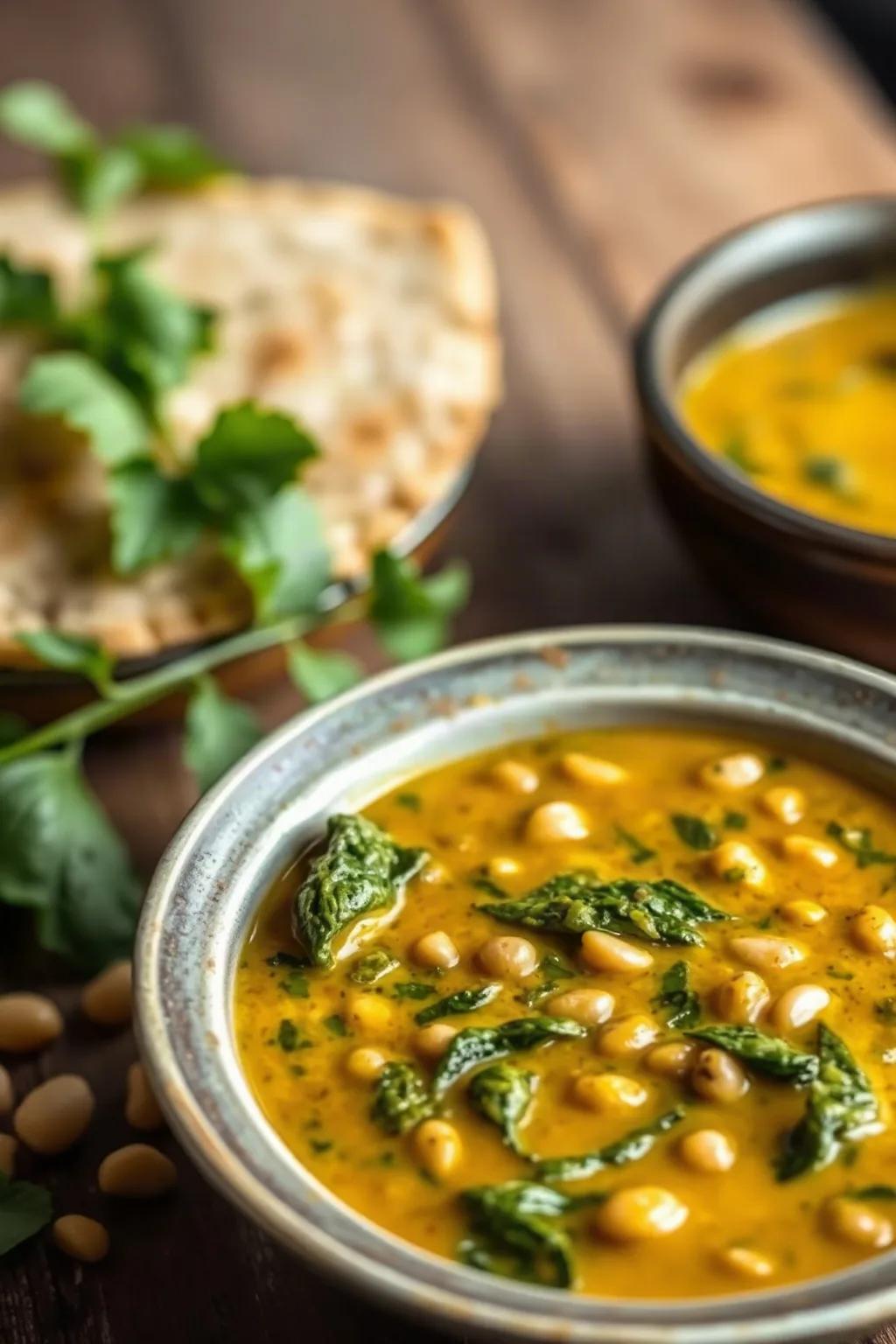Dahl de Frijoles Mungo con Espinacas