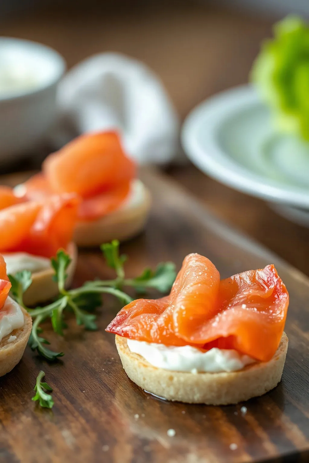Canapés au saumon fumé et fromage à la crème à l'aneth