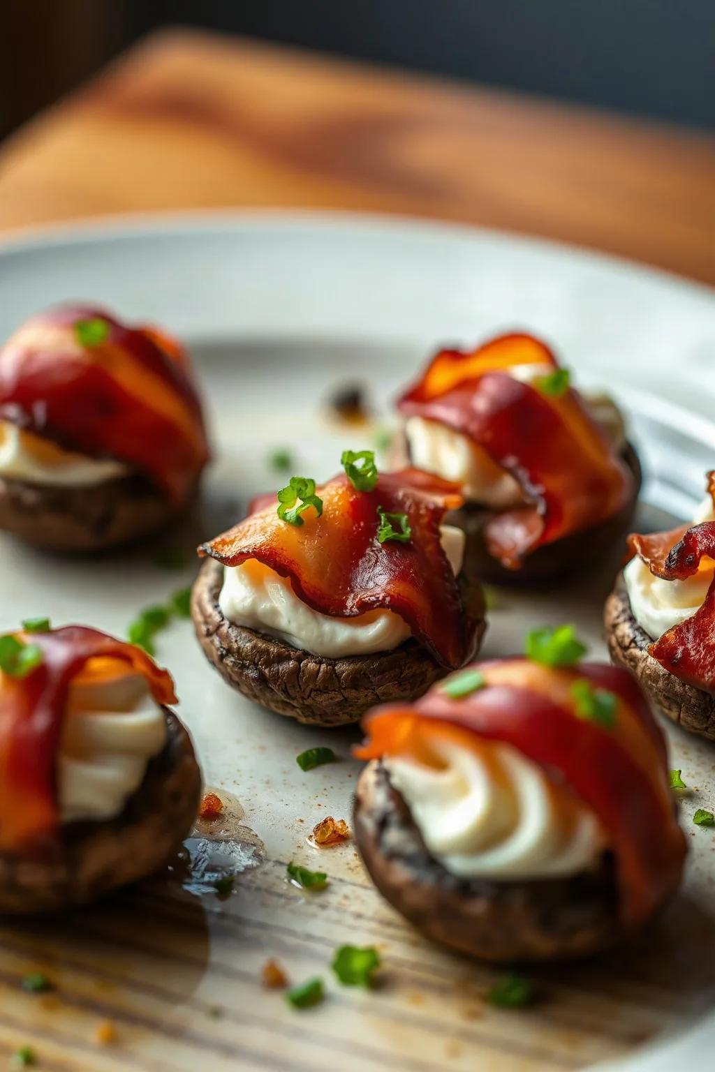Bacon Wrapped Stuffed Mushrooms with Cream Cheese
