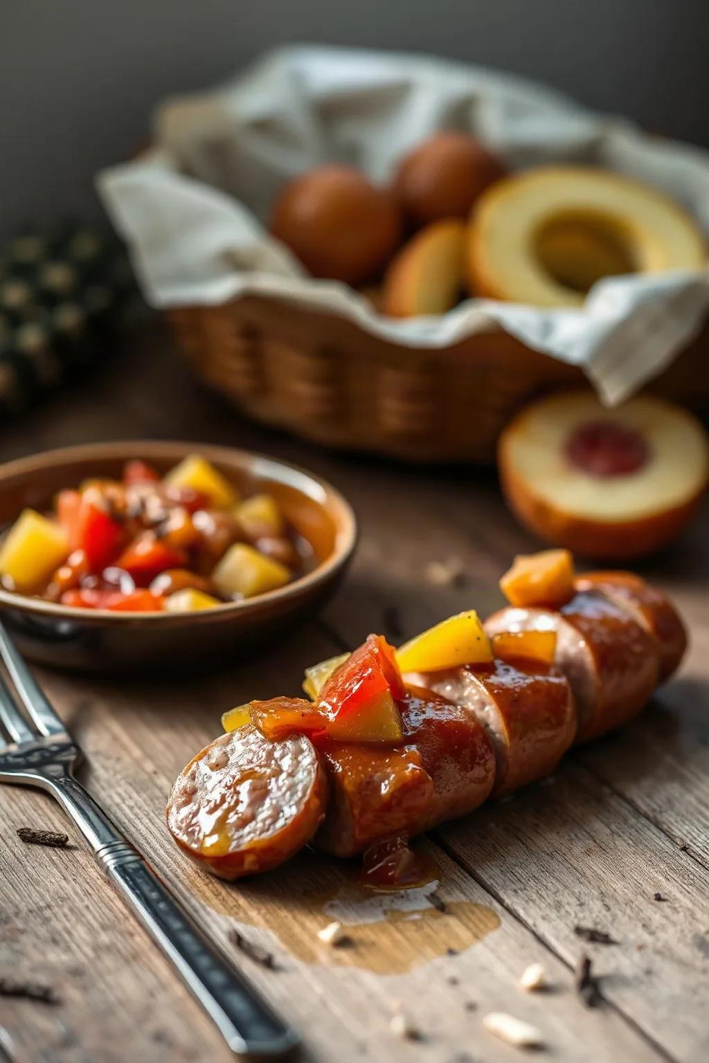 Sweet and Sour Sausage with Pineapple