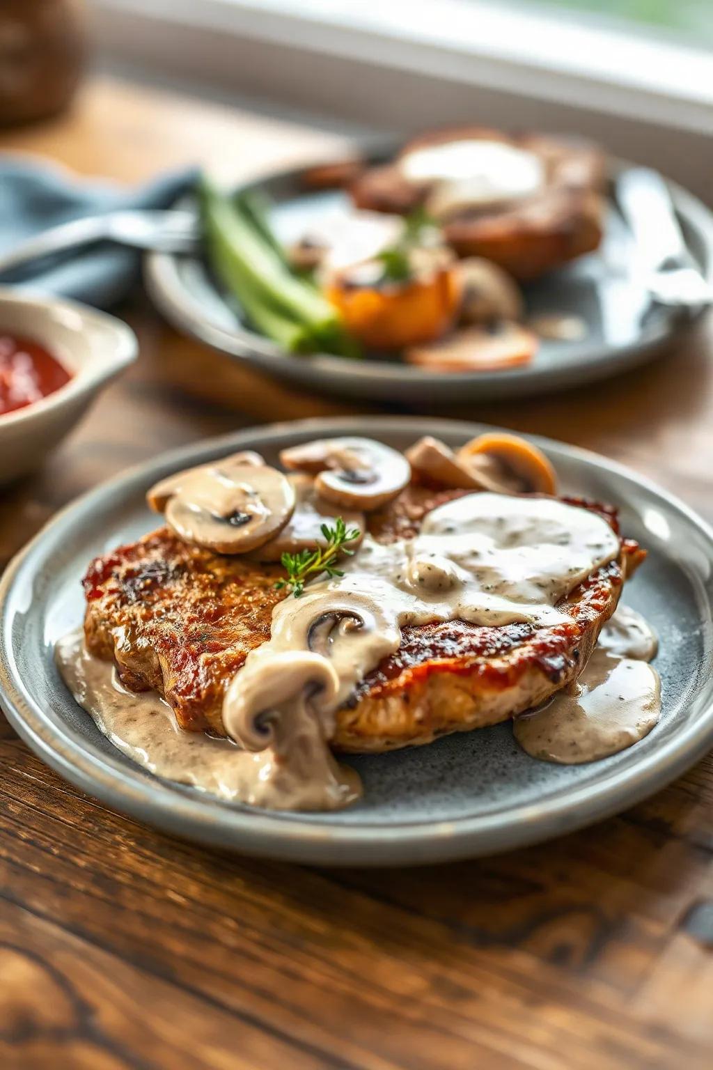 Côtelettes de porc avec sauce aux champignons et crème sure