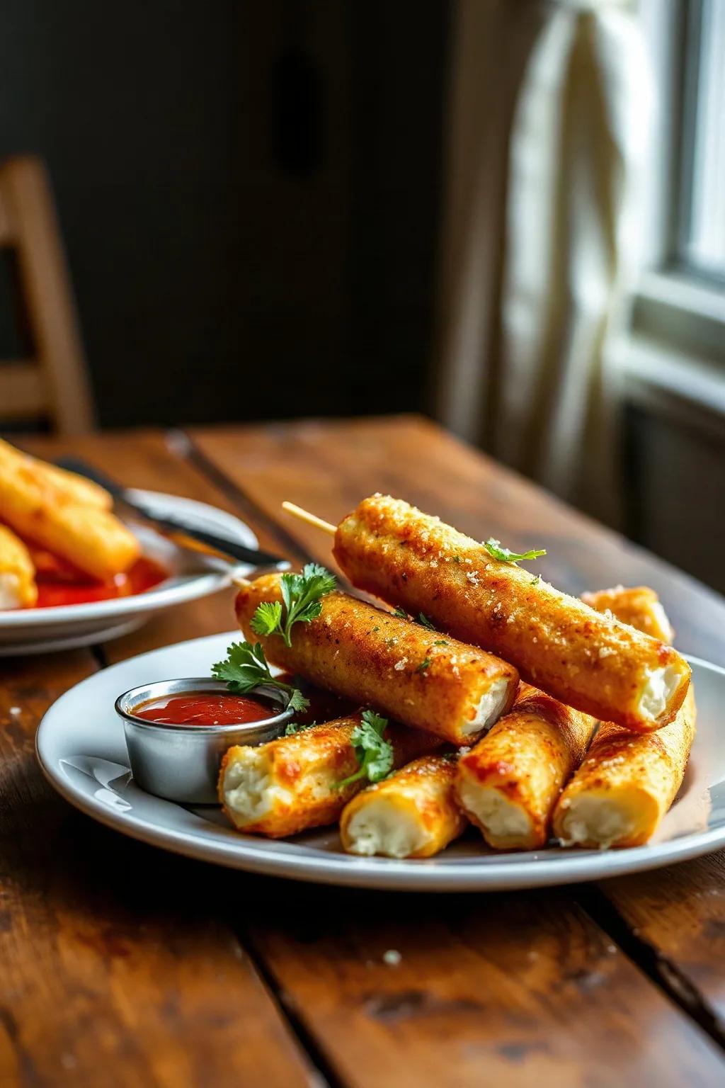 Bâtonnets de mozzarella légers et cuits au four