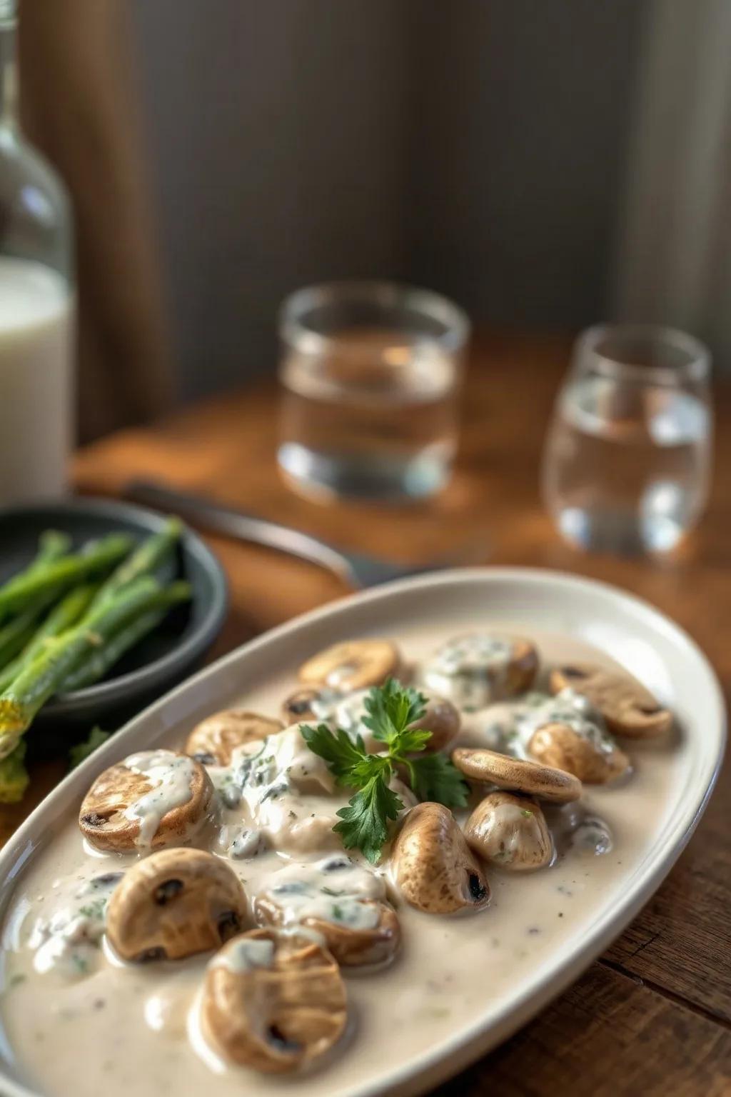 Sauce Crémeuse aux Champignons avec Lait