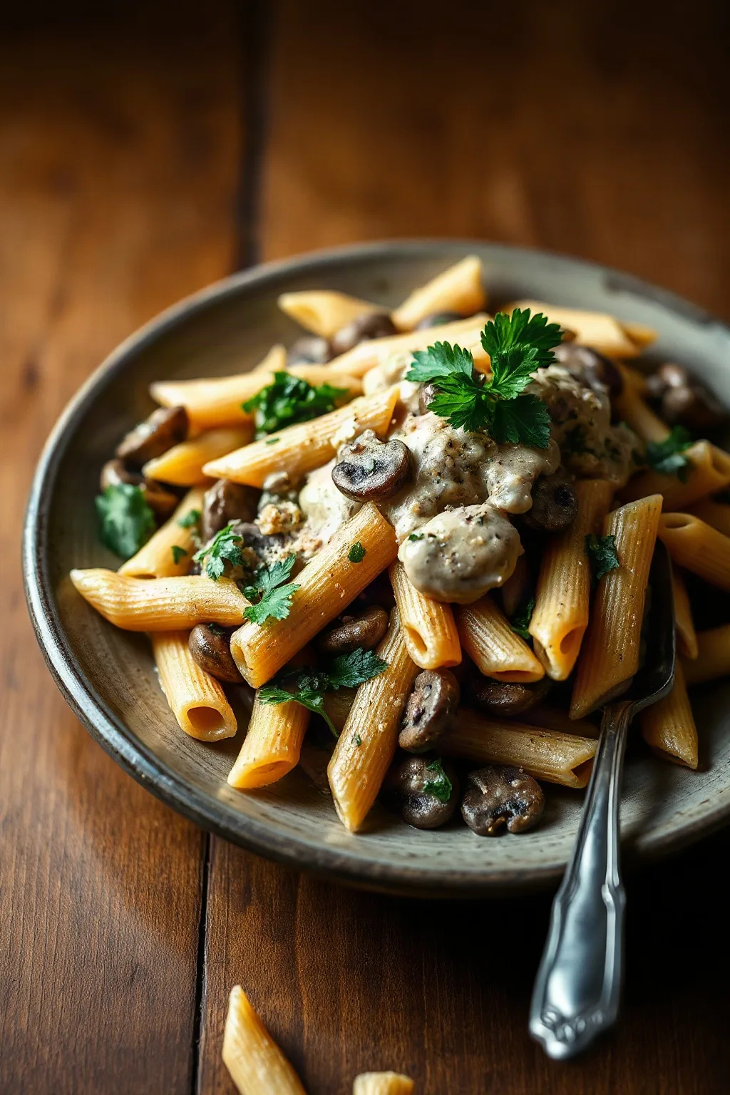 Cazuela de Pasta Penne con Portobello