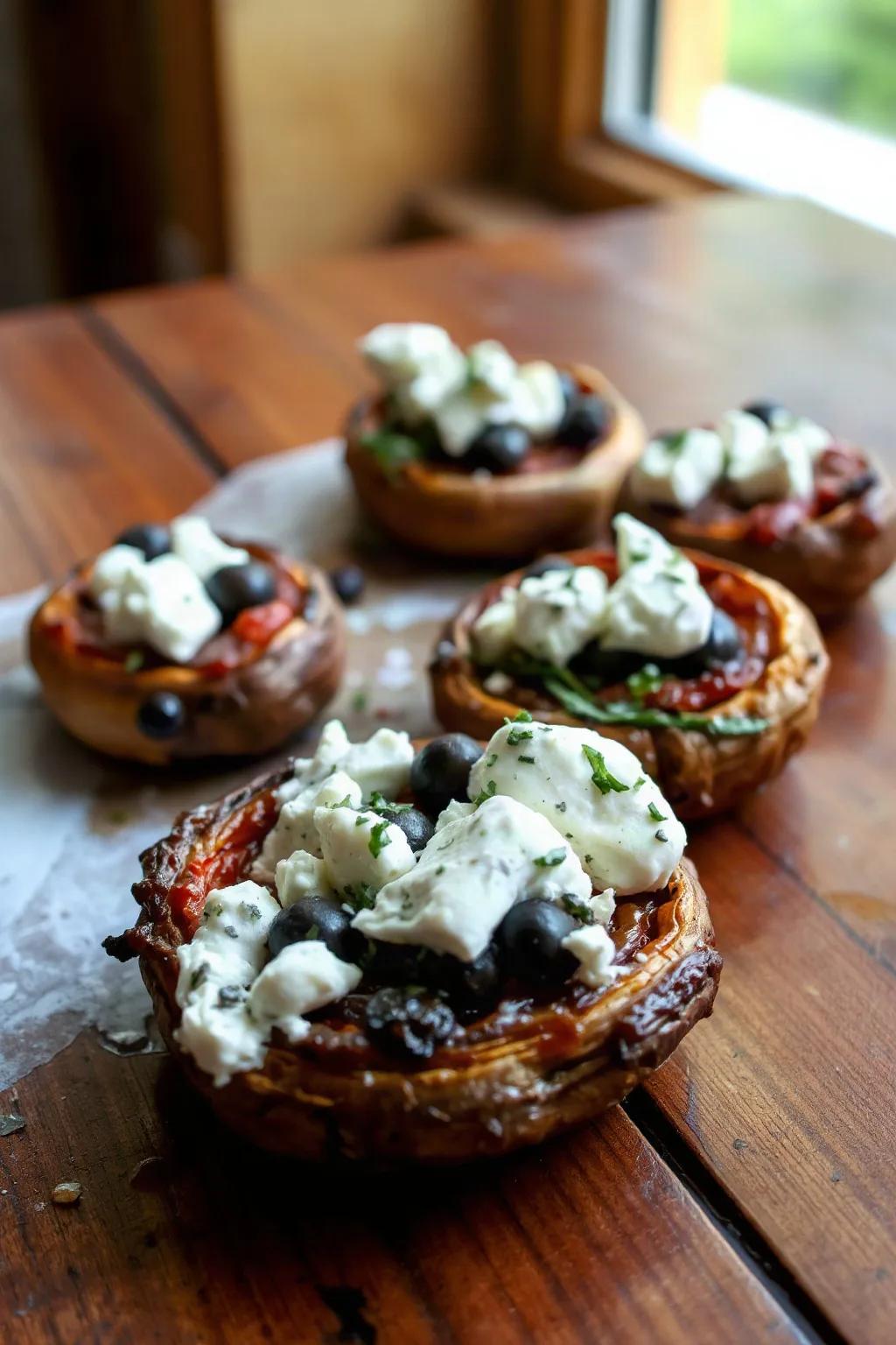 Hongos Portobello Asados con Queso Azul
