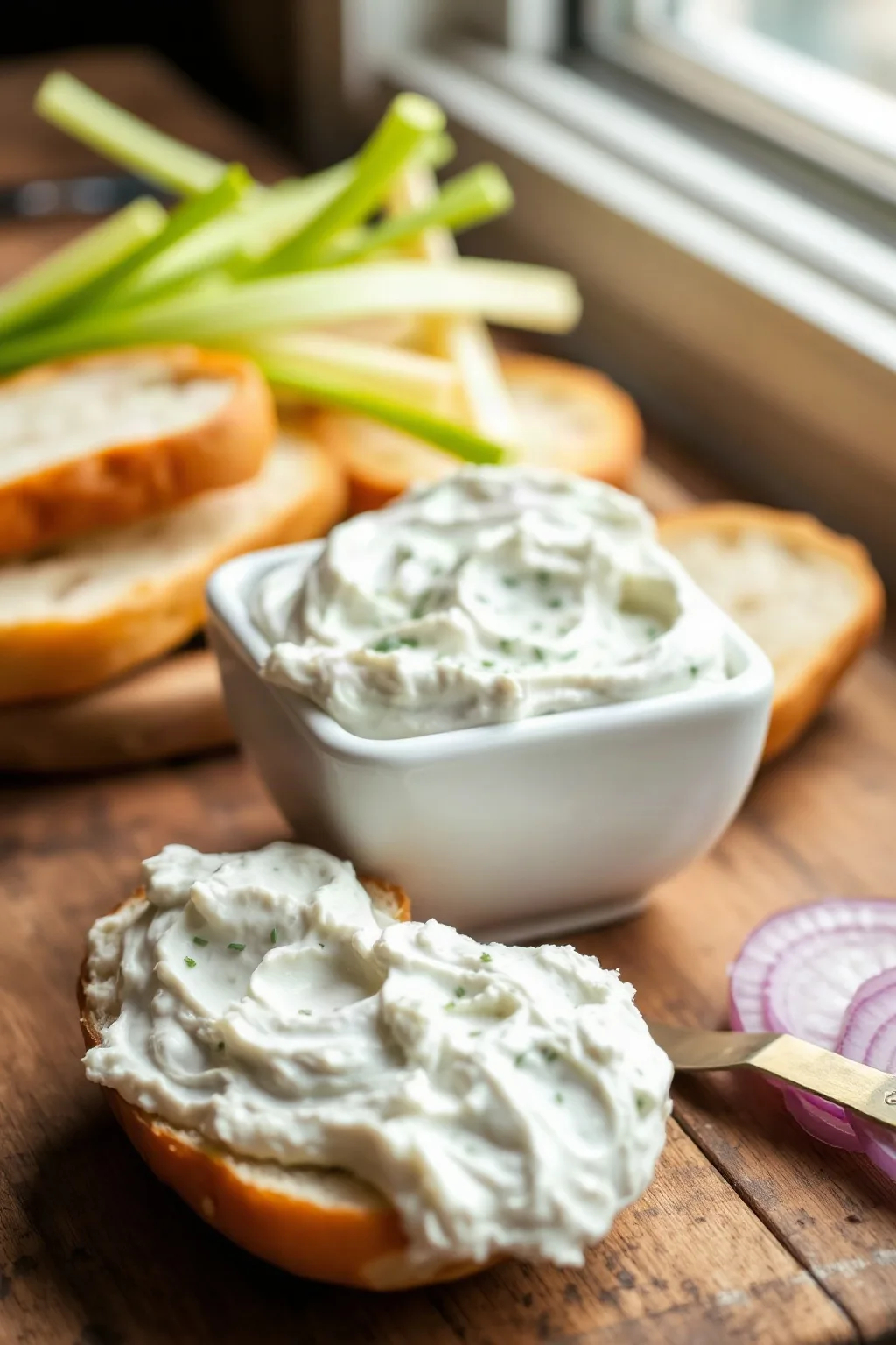 Tartinade de Yogourt, Fromage à la Crème, Ciboulette et Oignon