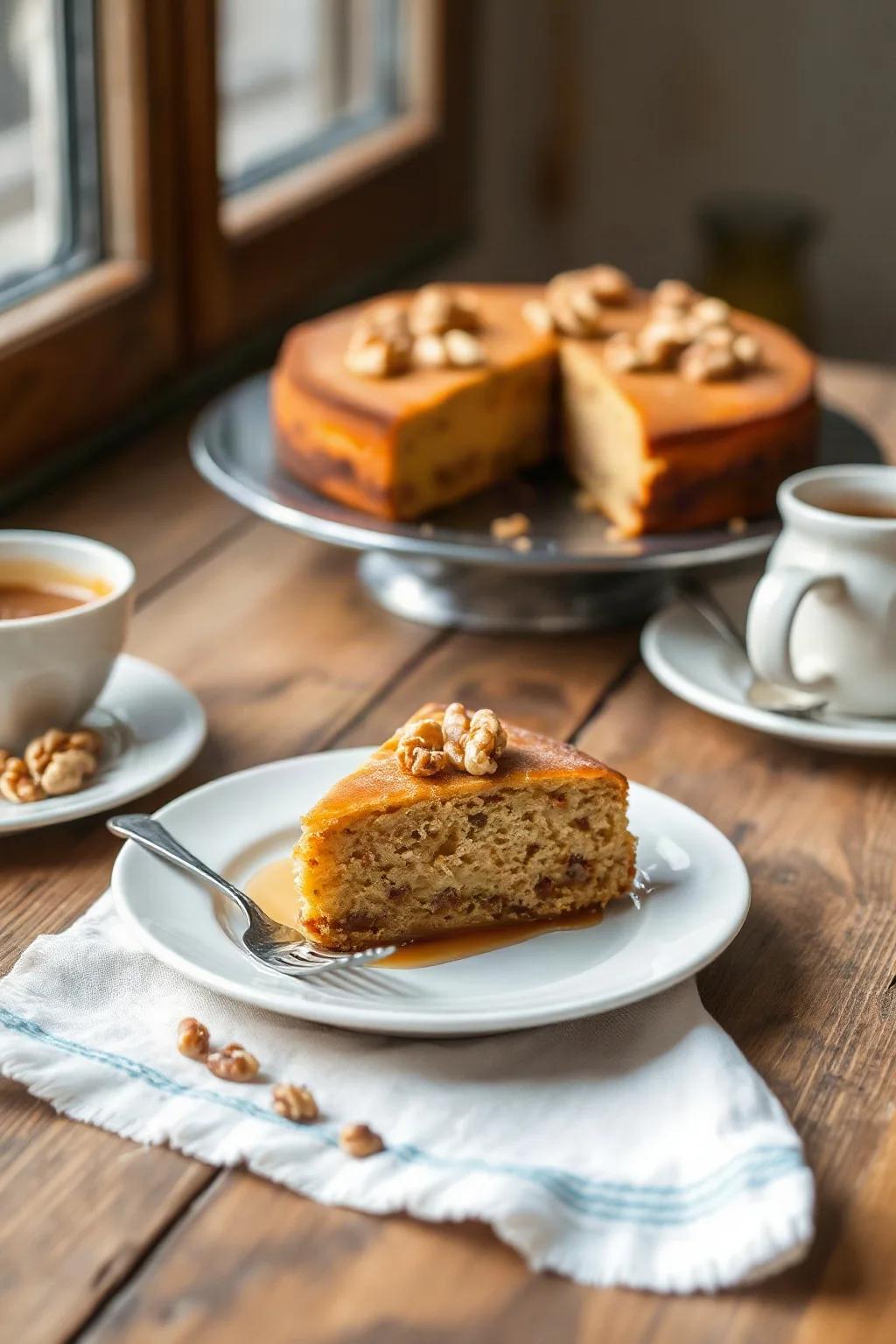 Gâteau grec au miel traditionnel avec noix