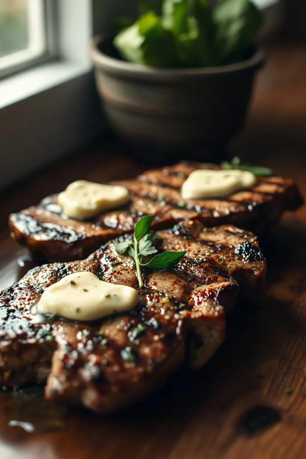 Perfectly Grilled T-Bone Steaks with Herb Butter