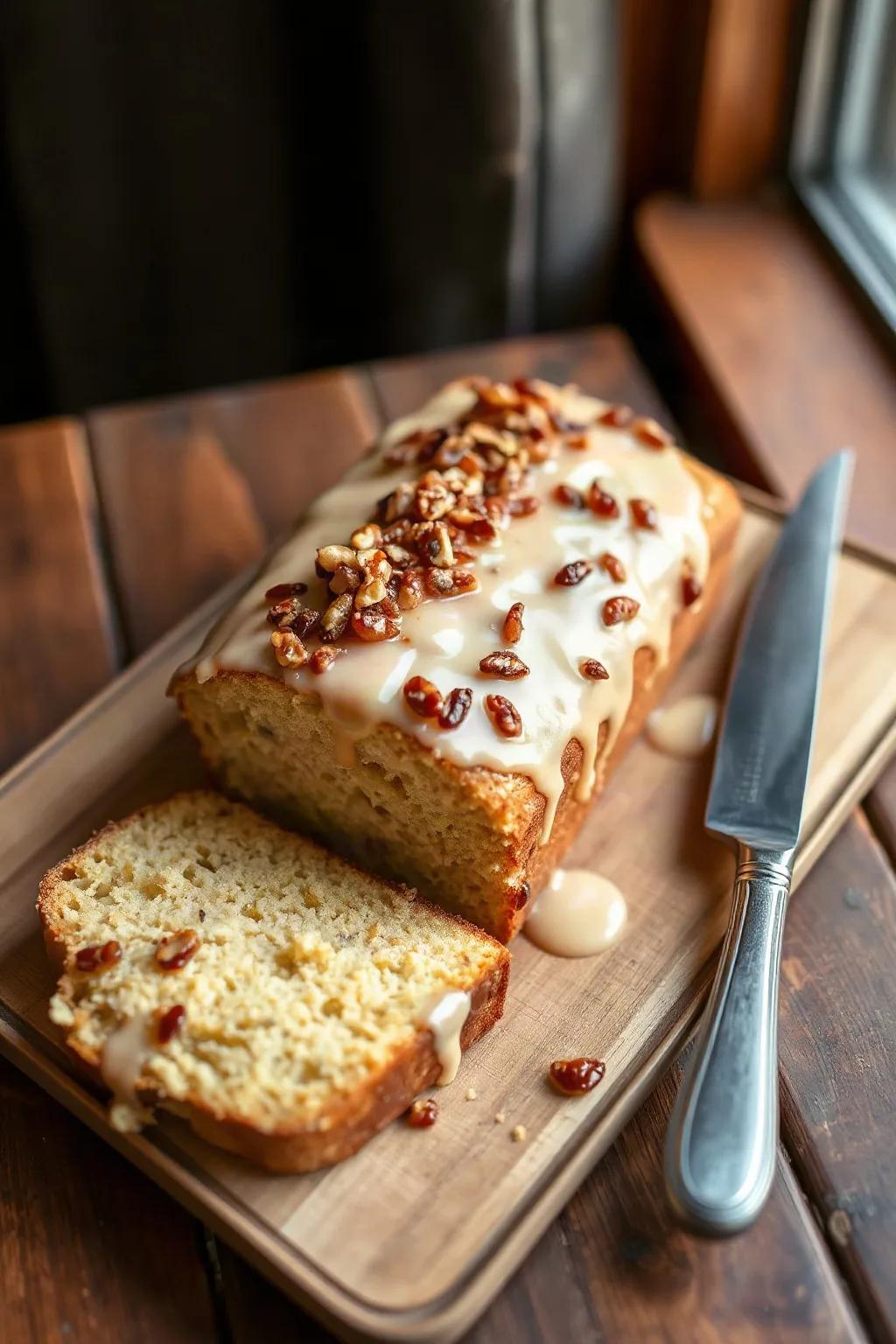 Cantaloupe Bread with Praline Glaze