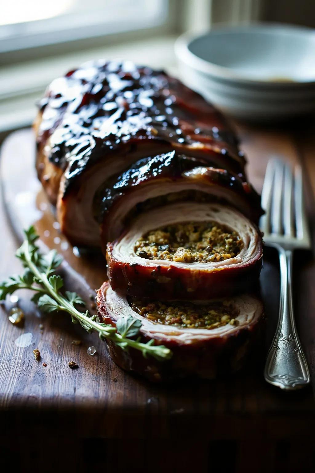 Smoked Stuffed Pork Loin with Herb Filling