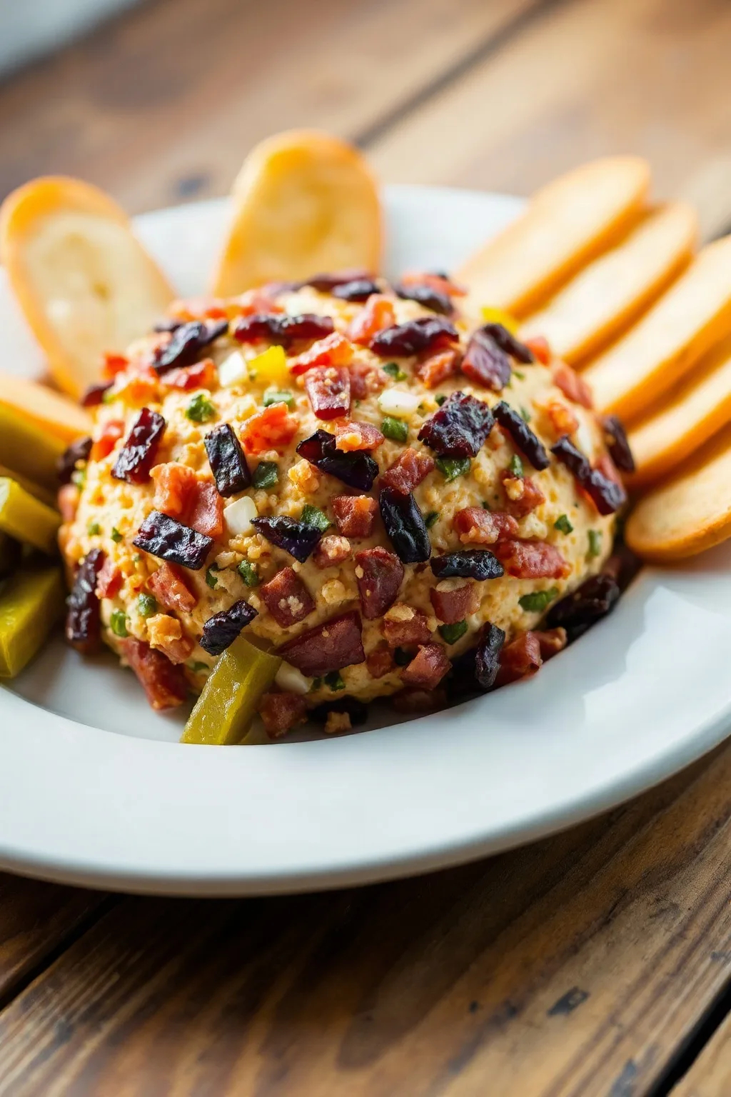 Bola de Queso con Tocino y Pepinillos