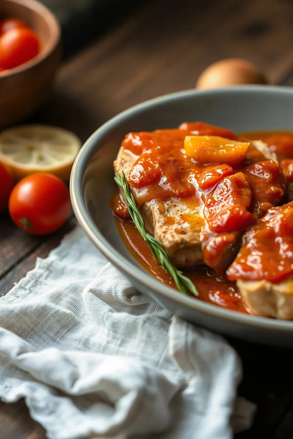 Pork Chops with Stewed Tomatoes