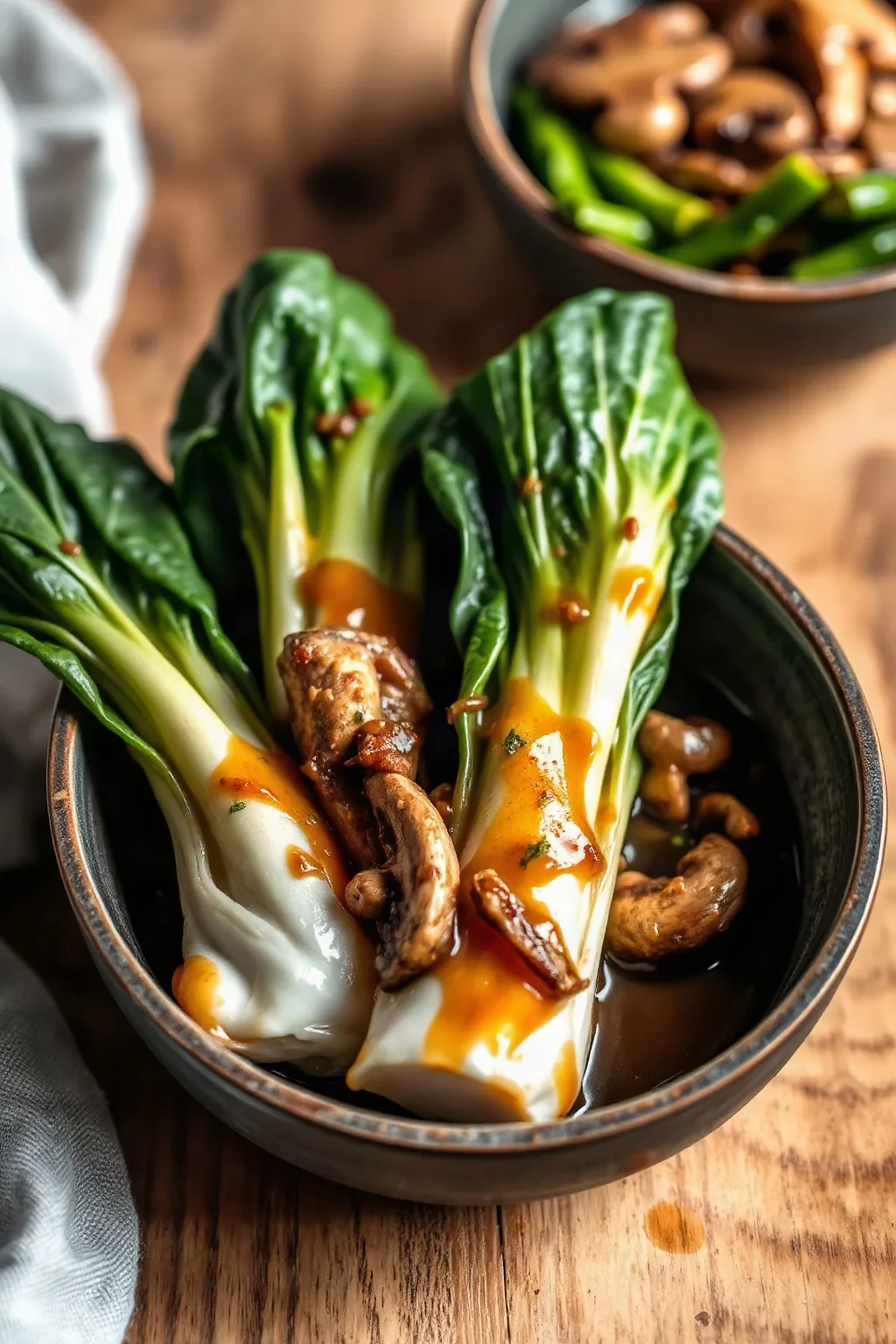 Bok choy bébé à la chinoise avec sauce aux champignons