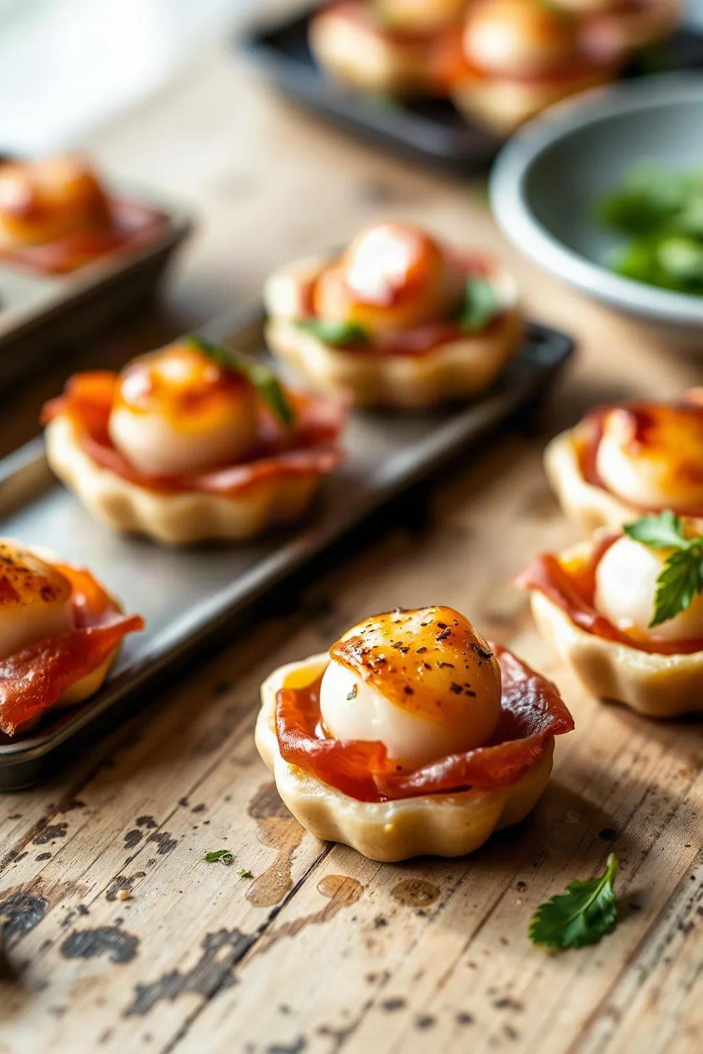 Bocaditos de Vieiras y Jamón Serrano