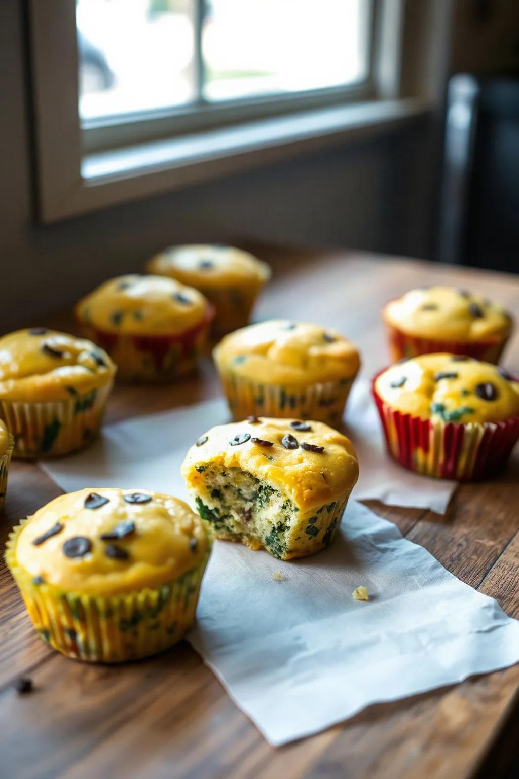 Muffins de Claras de Huevo y Espinacas