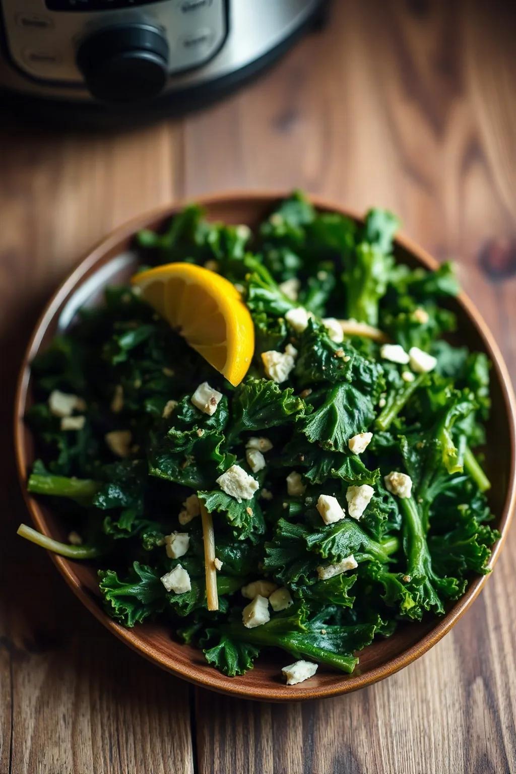 Pressure Cooker Kale Greens with Garlic and Lemon