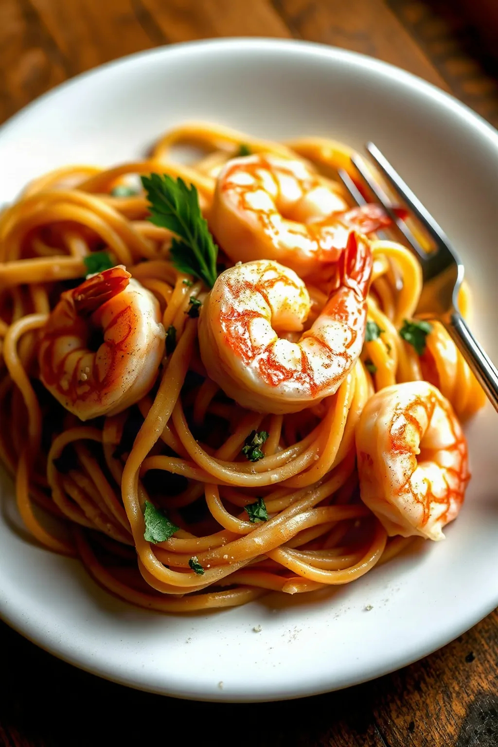 Linguine aux crevettes à l'ail