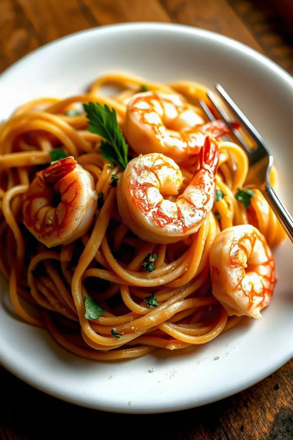Linguine con Camarones al Ajo