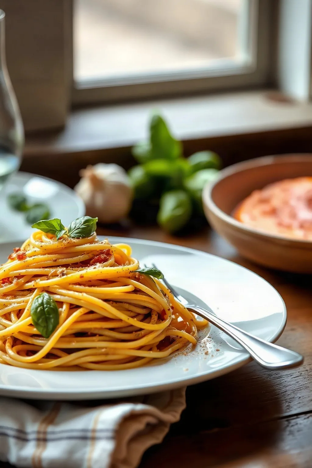 Spaghetti with Garlic and Basil