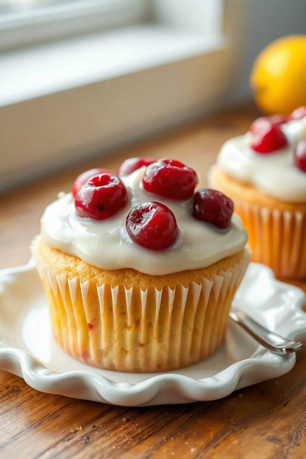 Cranberry Cupcakes with Lemon Icing