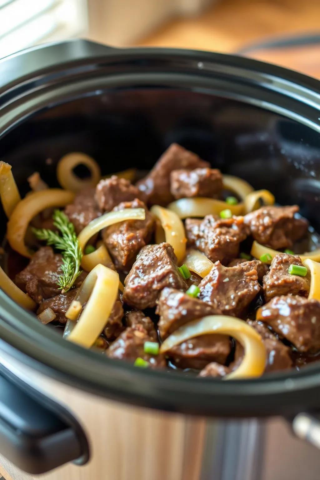 Slow Cooker Swiss Steak and Onion