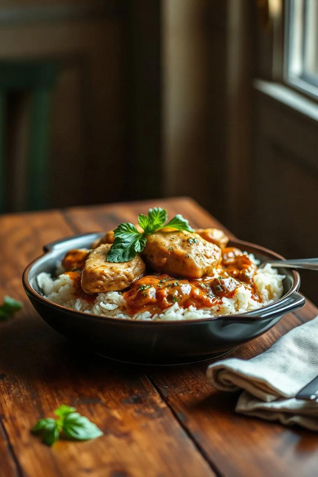 Chicken Marsala Over White Rice
