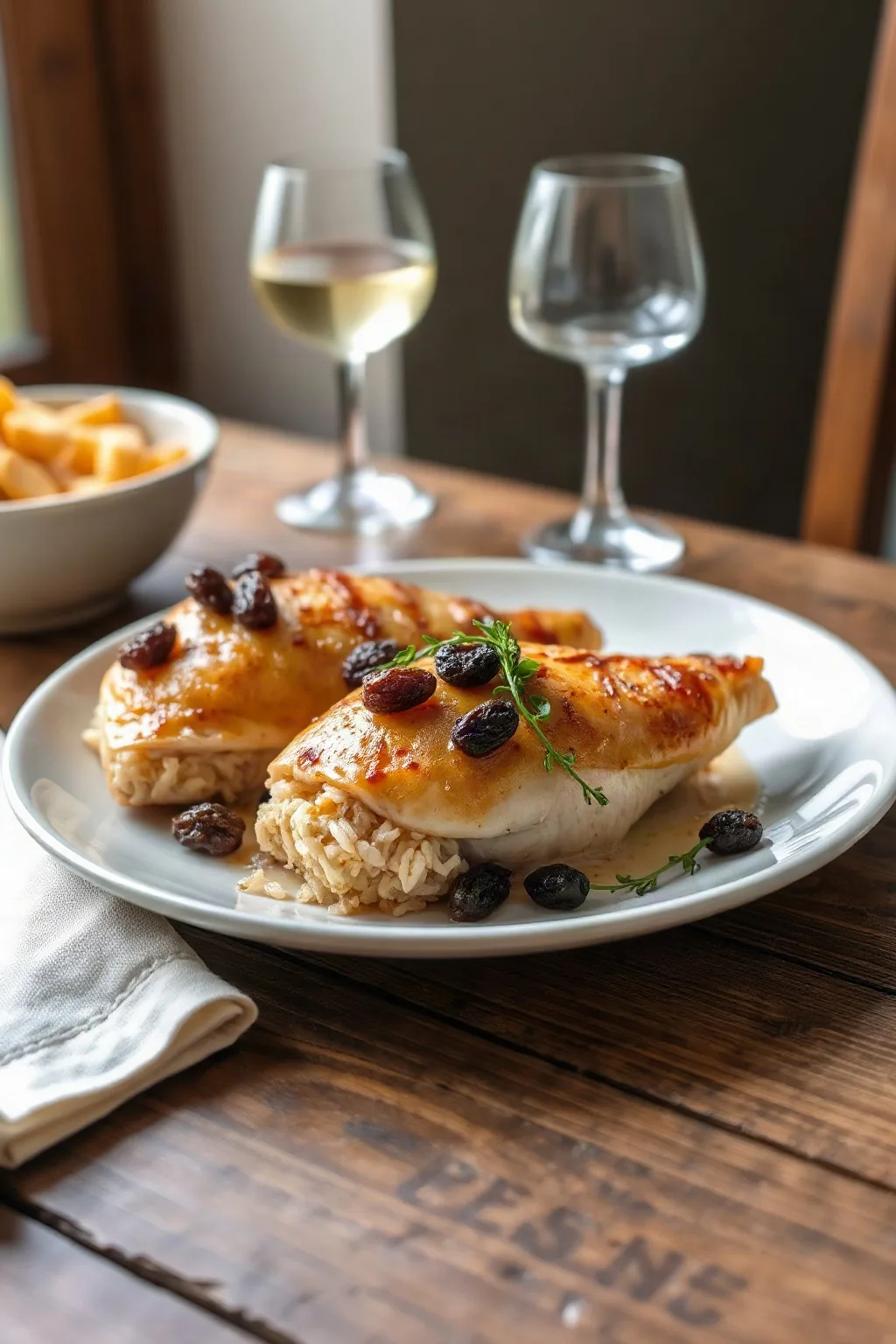 Délice de Poulet Farci au Riz et Raisins