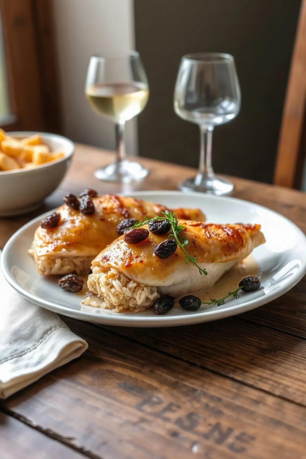 Raisin Rice Stuffed Chicken Delight