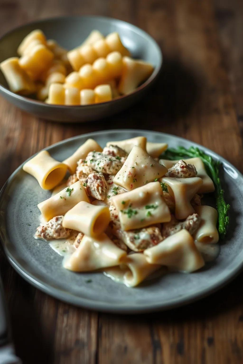 Poulet et pâtes farfalle à la sauce crémeuse au fromage Asiago