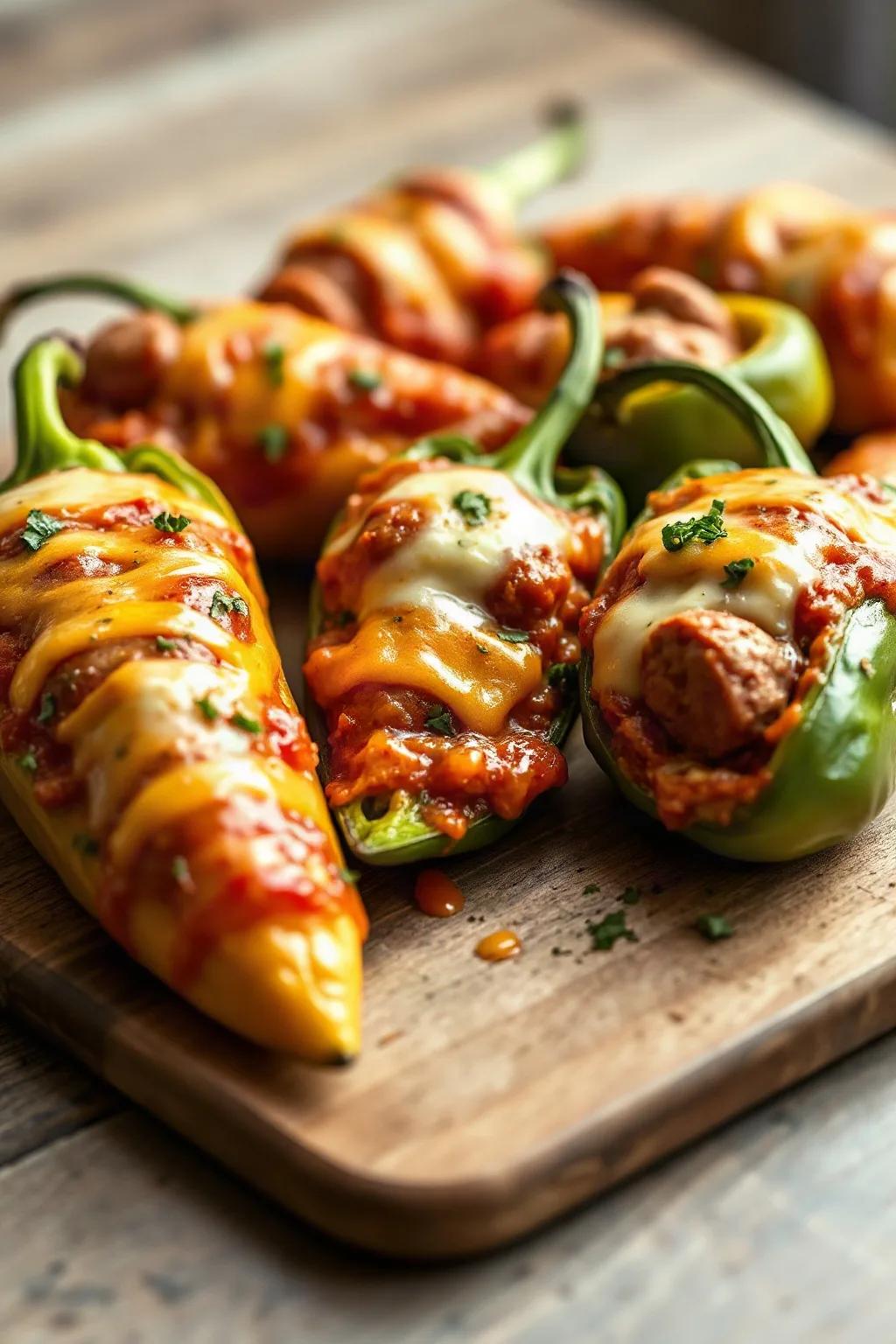 Stuffed Hot Peppers with Cheese and Sausage