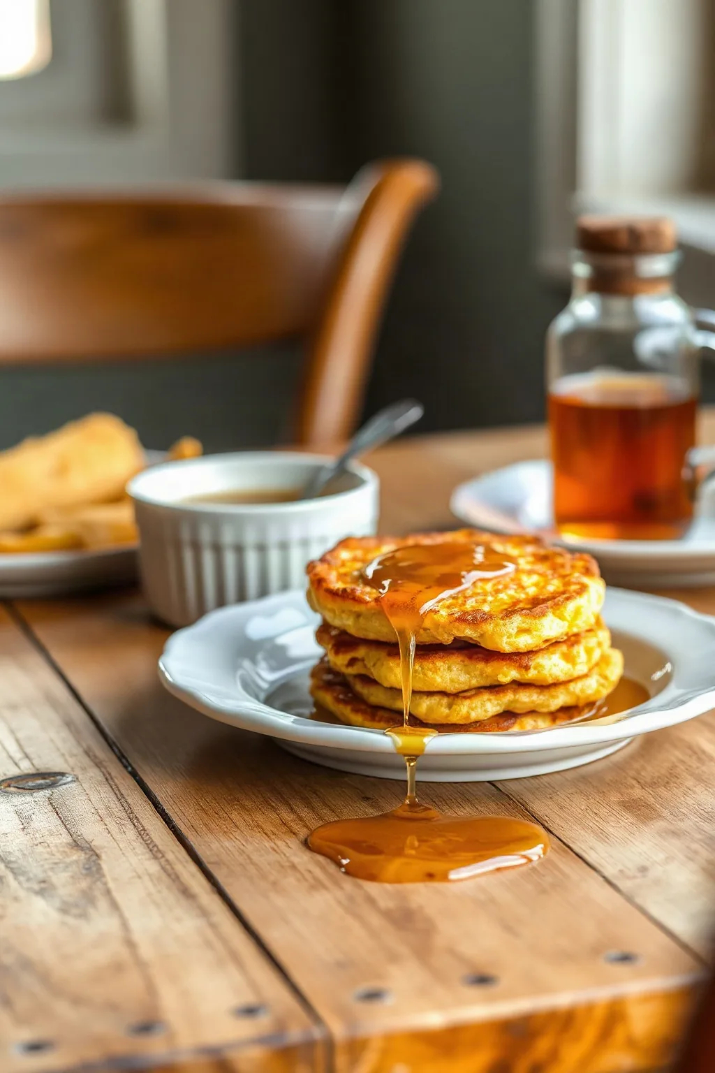 Corn Fritters with Maple Syrup