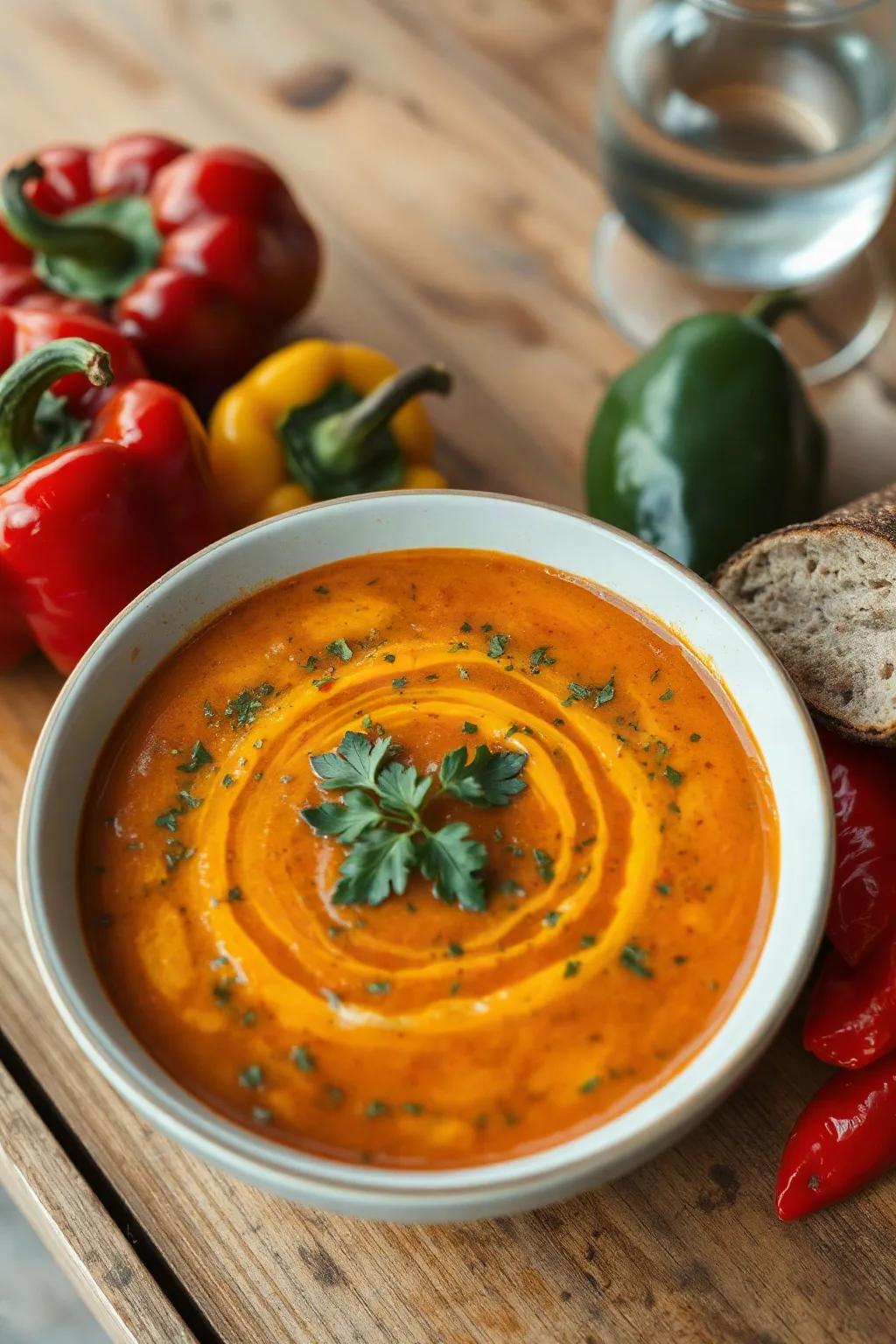 Rainbow Roasted Pepper Soup